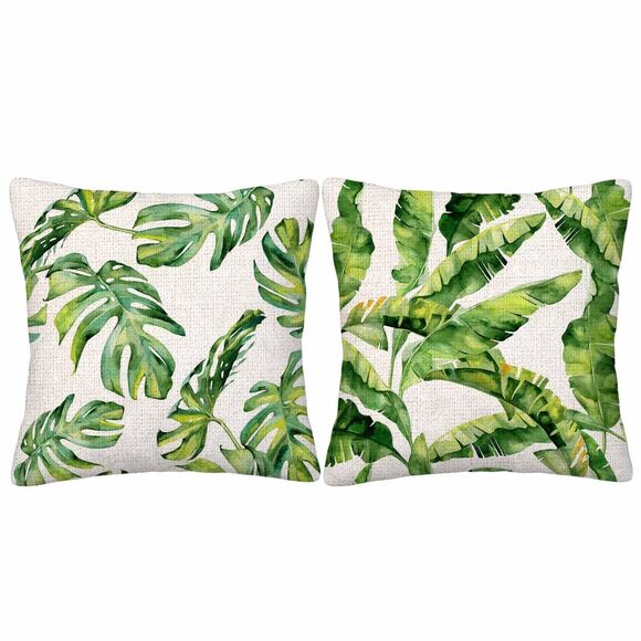 Other - 4728 Watercolor Palm Throw Pillow Covers Set of 2,Tropic Summertime Motif